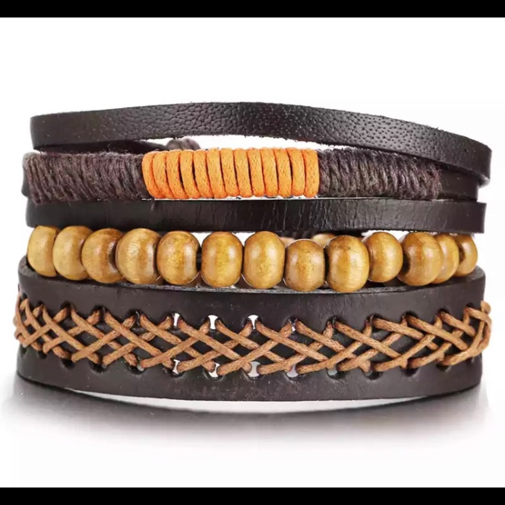 Pentagram Multiple Layers Leather Bracelets - image 1